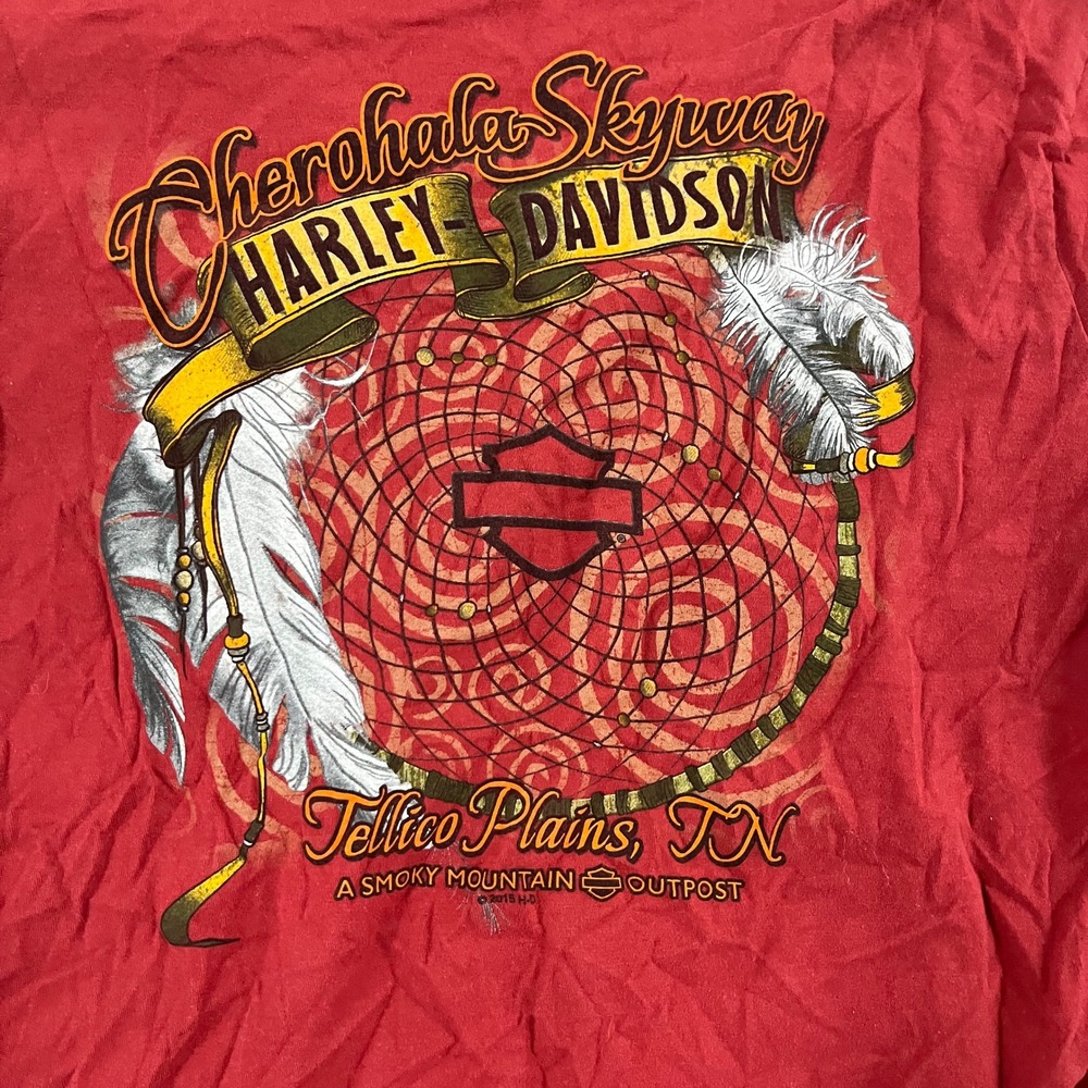 Harley-Davidson T-Shirt Womens Size 2XL Red Cherohala Skyway Graphic Scoop